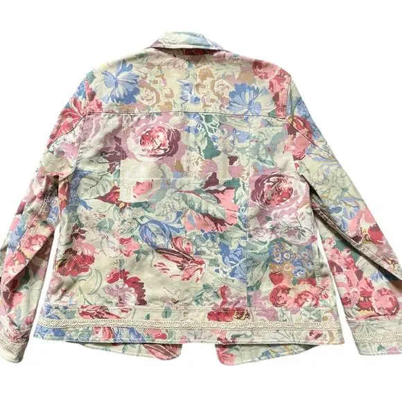 Coldwater Creek Floral Denim Jacket Size 1X Womens - Picture 4 of 5
